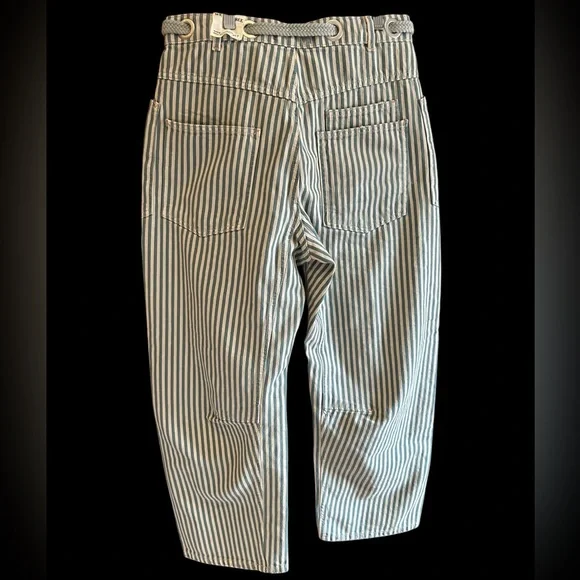 NEW WE THE FREE PEOPLE Moxie Railroad Low Slung Pull on Barrel Jeans Stripe 29 - Picture 9 of 16